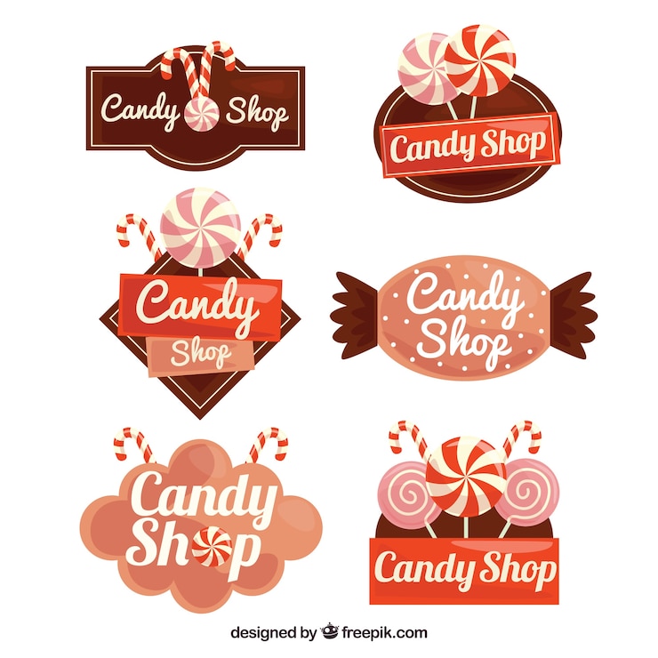 Free Vector candy shop logos collection for companies