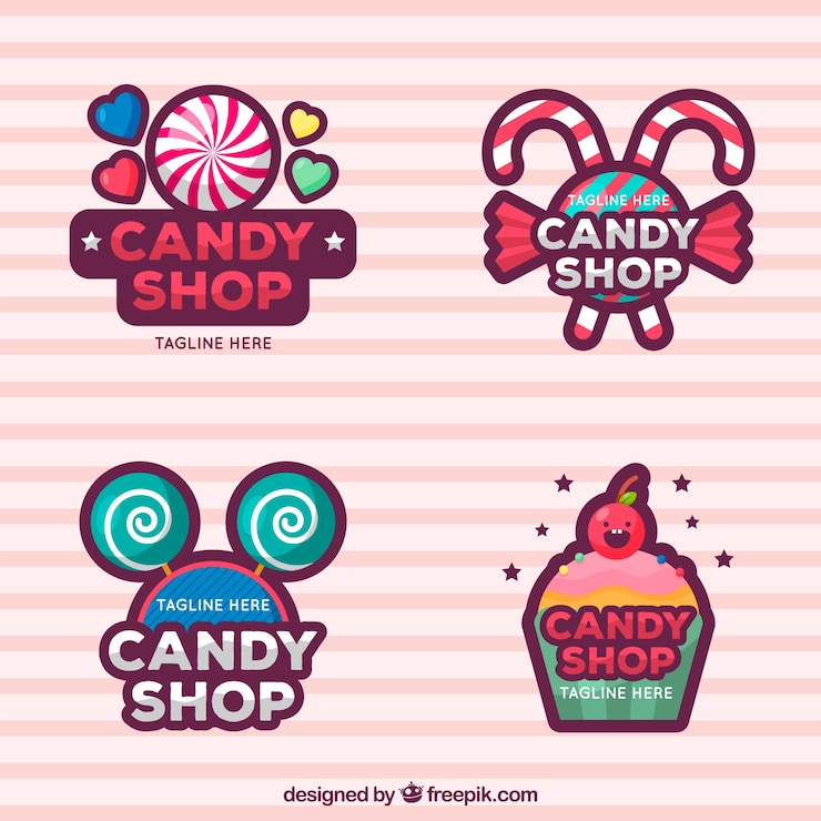Free Vector candy shop logos collection for companies
