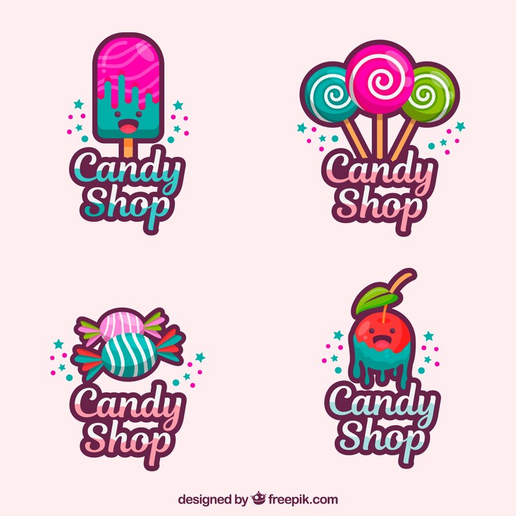 Free Vector candy shop logos collection for companies