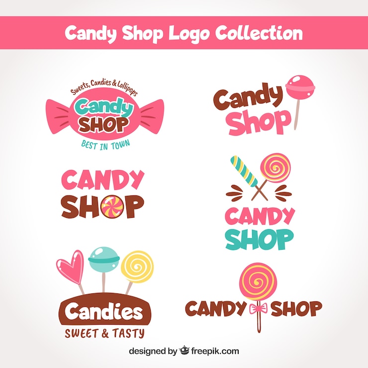 Free Vector candy shop logos collection for companies