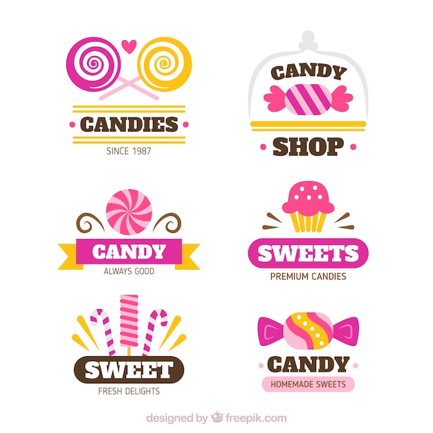 Collezione di loghi del negozio di caramelle per le aziende
