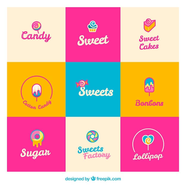 Free vector candy shop logos collection for companies