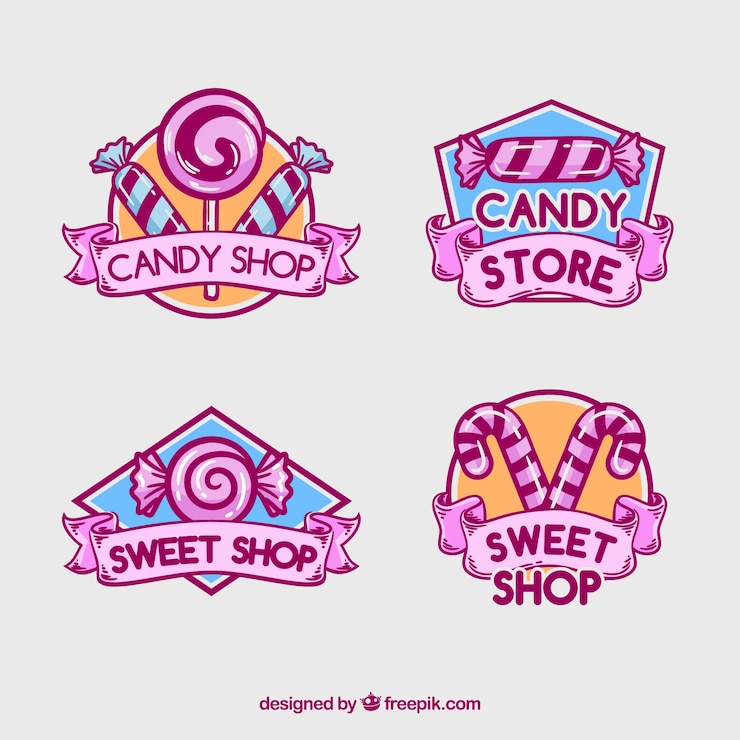Free Vector candy shop logos collection for companies
