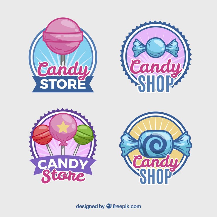 Free Vector candy shop logos collection for companies