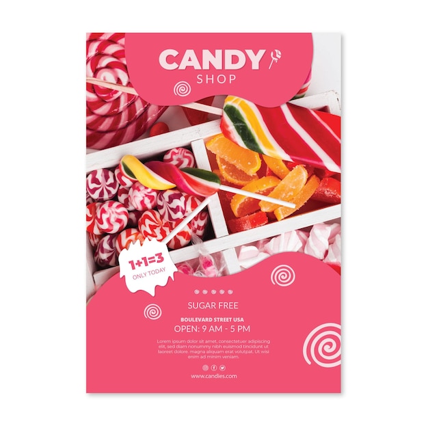 Free vector candy shop poster template