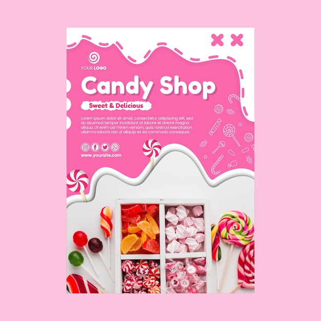 Free vector candy shop poster template