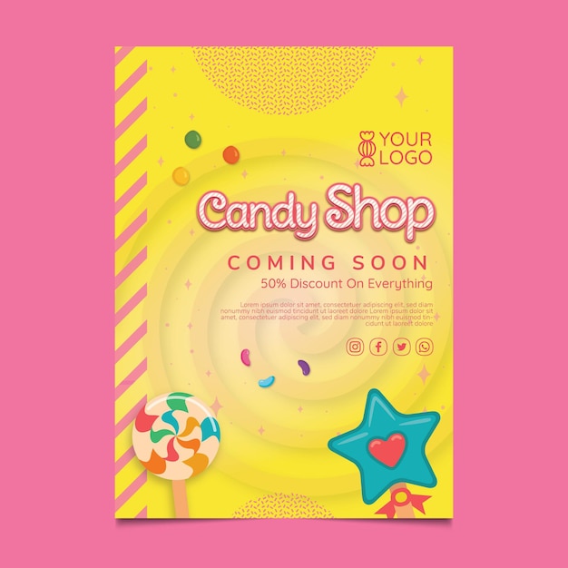 Free vector candy shop poster template