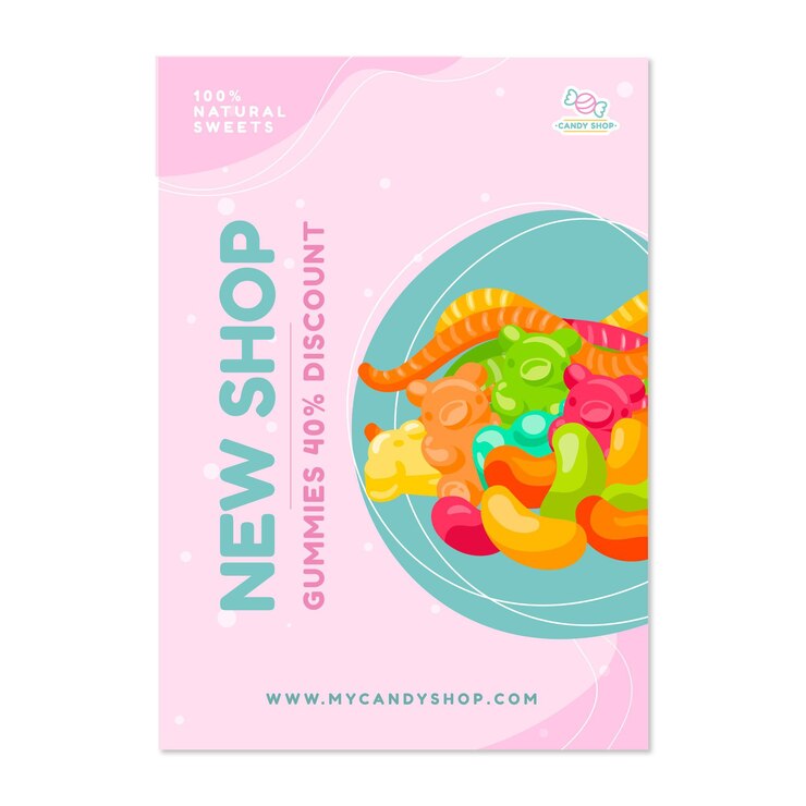 무료 Vector 과자 사탕 가게 포스터