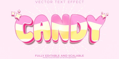 免费矢量糖果文字效果可编辑的粉红色和软文本样式