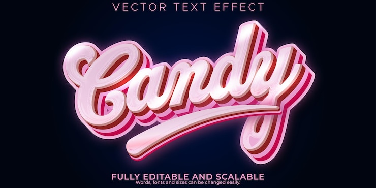 Free Vector candy text effect editable pink and sweet text style