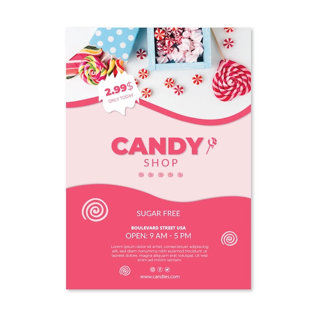 Free vector candy vertical flyer template