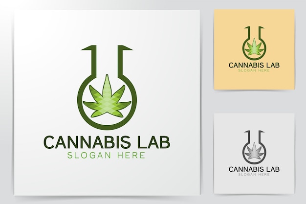 Laboratorio di cannabis disegni logo ispirazione isolata su sfondo bianco