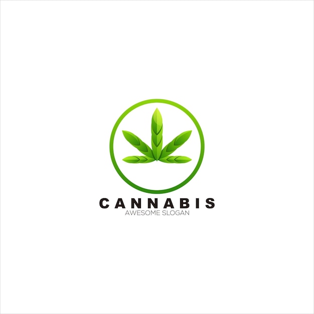 無料ベクター 大麻のロゴのカラフルなグラデーション