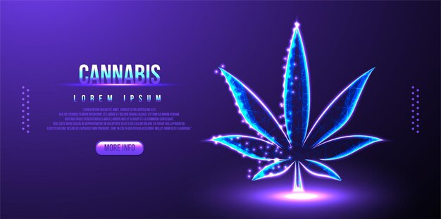 Cannabis low poly wireframe mesh
