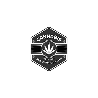 Cannabis marijuana hemp logo label hexagon design inspiration