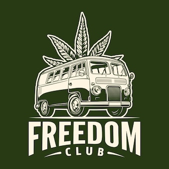 Cannabis monochrome emblem