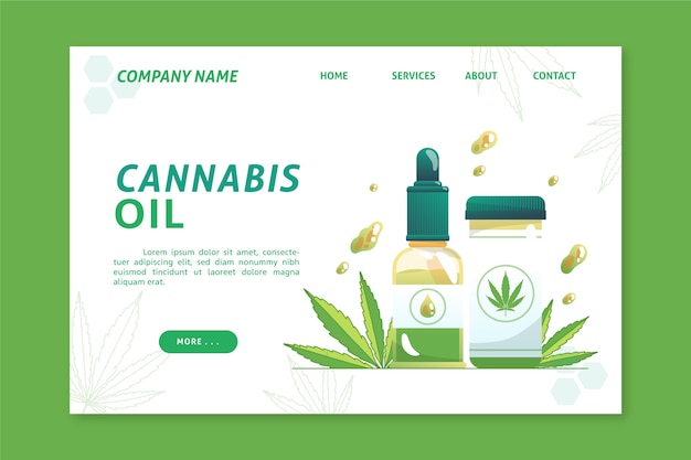 Vettore gratuito pagina di destinazione dei benefici dell'olio di cannabis