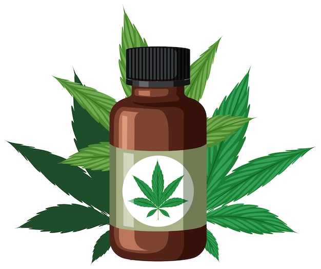 Free vector cannabis oil in a glass bottle