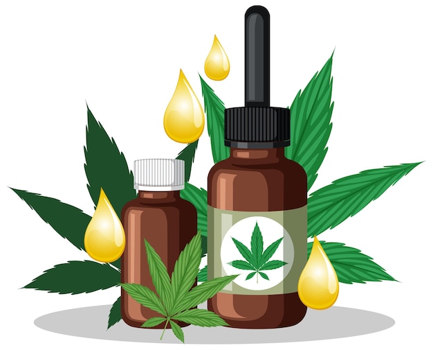 Free vector cannabis oil in a glass bottle