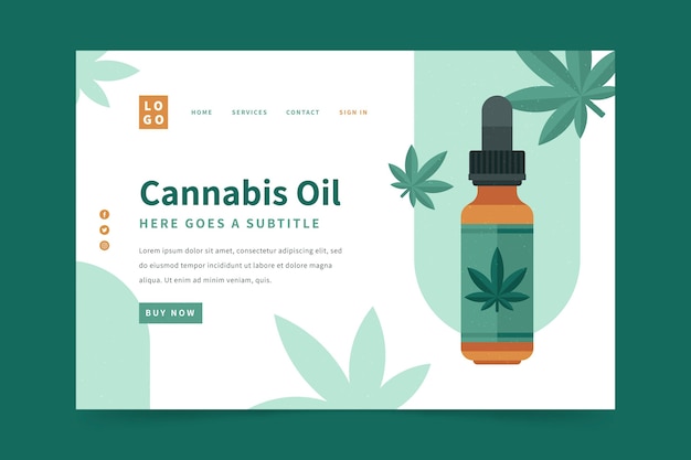 Vettore gratuito olio di cannabis - pagina di destinazione