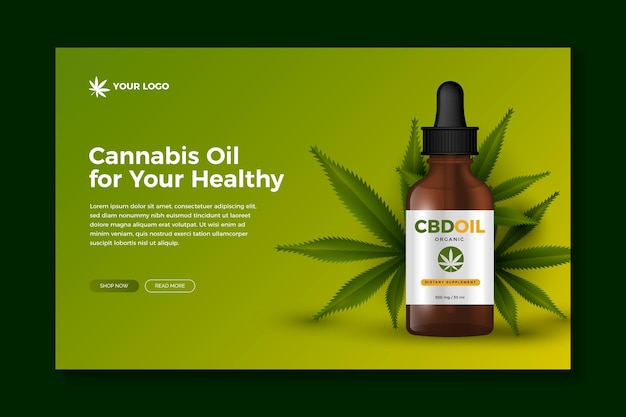 Vettore gratuito olio di cannabis - pagina di destinazione