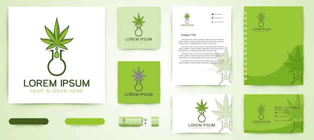 Cannabis, water oil drop, lab logo and business branding template designs inspiration isolated on white background