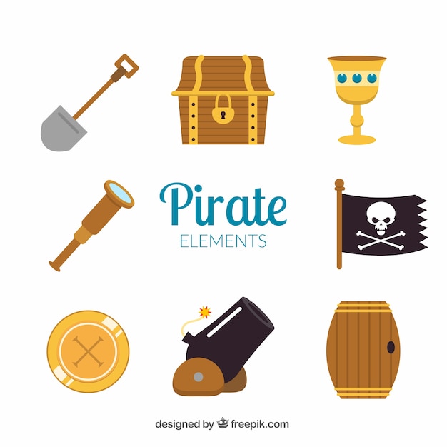 Free vector cannon and other pirate elements