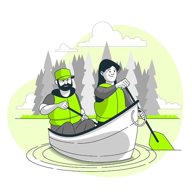 Canoeing Concept Illustration – Free Download Vector Templates