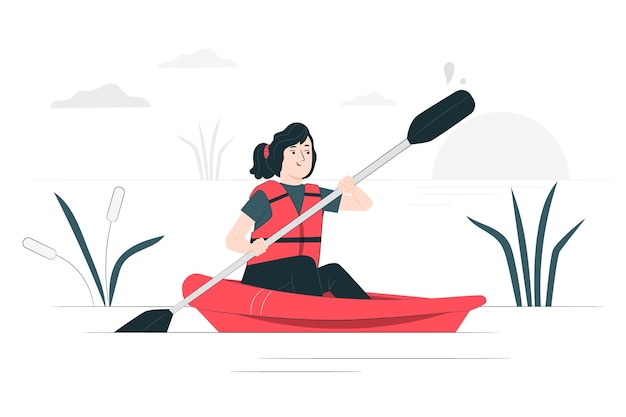 Free vector canoeing concept illustration