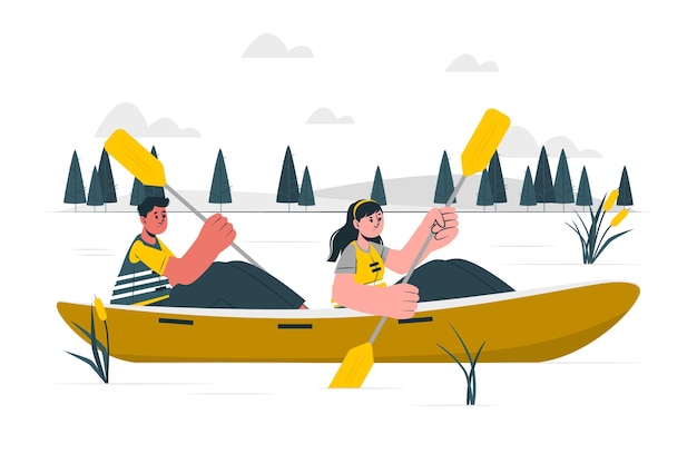 Free vector canoeing concept illustration