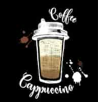 Free vector cappuccino illustration in chalk style