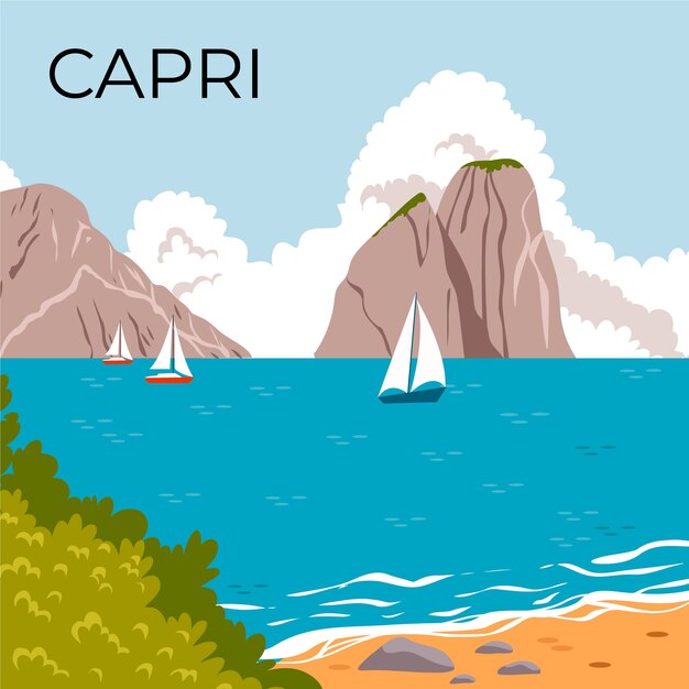 capri travel destination illustration