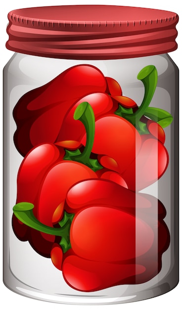 Free vector capsicum in the glass jar