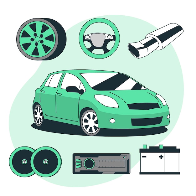 Car accessories concept illustration