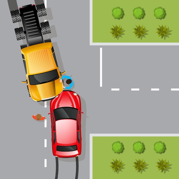 Бесплатное векторное изображение Иллюстрация автомобильной аварии