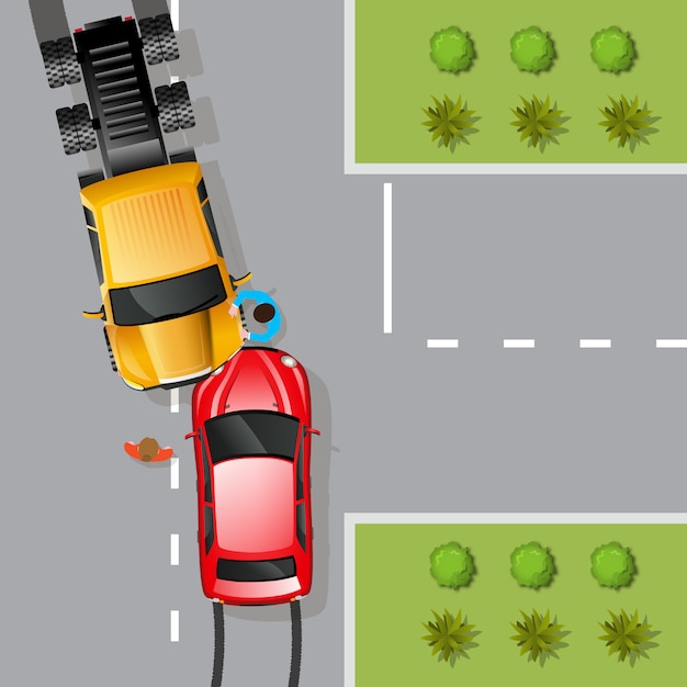 Vettore gratuito illustrazione di incidente d'auto