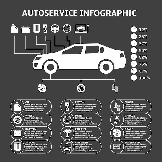 Элементы дизайна автомобиля автосервис Инфографика