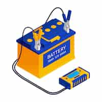 Free vector car battery charger with jump starter connection wire kit illustration