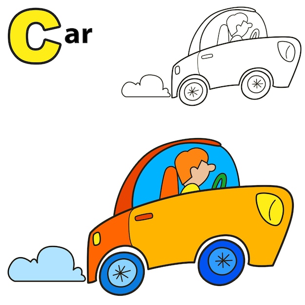 Car coloring book page