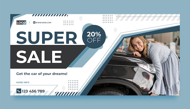 Бесплатное векторное изображение Шаблон баннера горизонтальной продажи автосалона