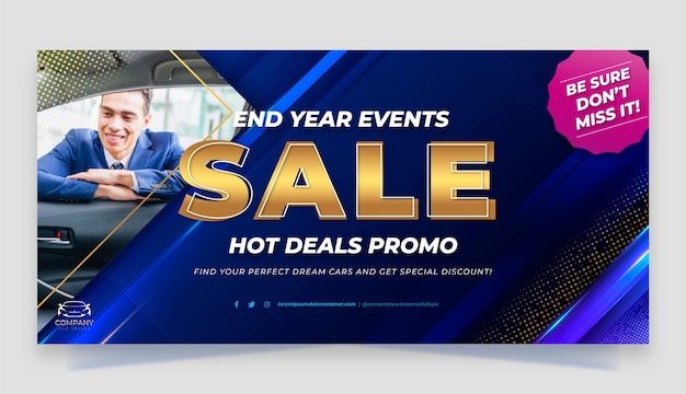 Free Vector car dealer business horizontal sale banner template