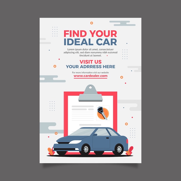 Free vector car dealer business vertical poster template