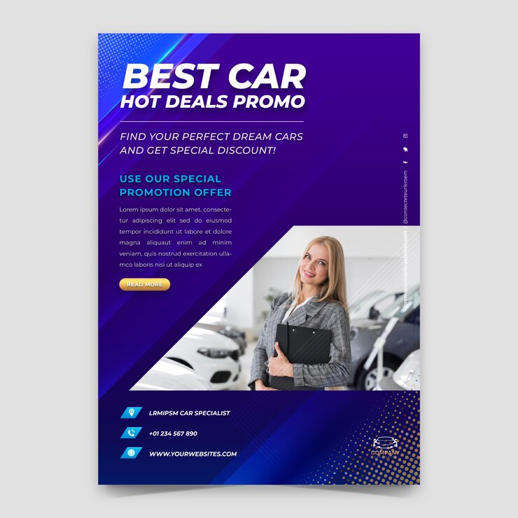 Free Vector car dealer business vertical poster template