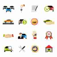 Free vector car dealership icons set