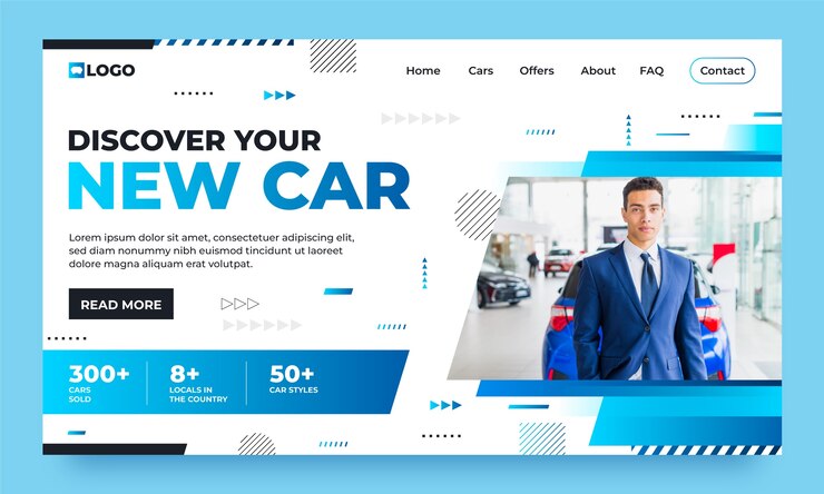 無料Vector 自動車ディーラーのランディングページのテンプレート