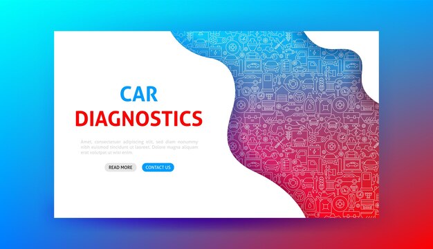 Целевая страница диагностики автомобилей. векторная иллюстрация набросков дизайна. Premium векторы