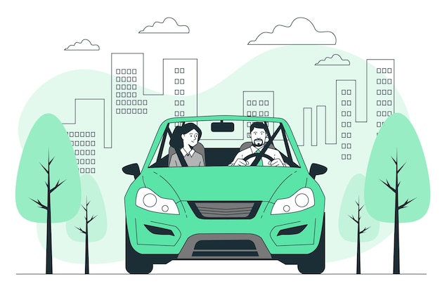 Car driving concept illustration Free Vector