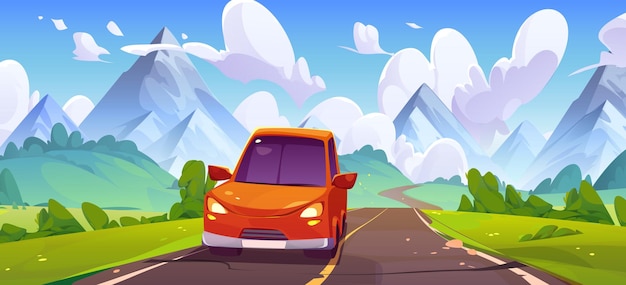 Free vector car driving curvy mountain road