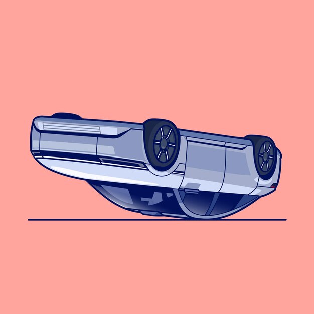 Бесплатное векторное изображение Автомобиль электический назад карикатура вектор икона иллюстрация технология транспорт изолированная плоская