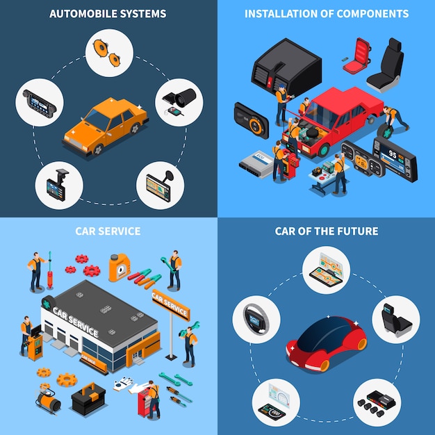 Free vector car electronics composition set